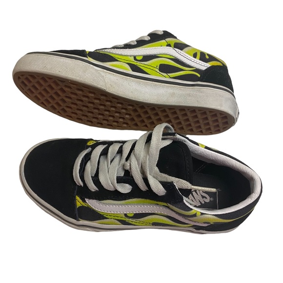 Vans Old Skool Flame Sneakers Kids Size Slime Green - Picture 5 of 7